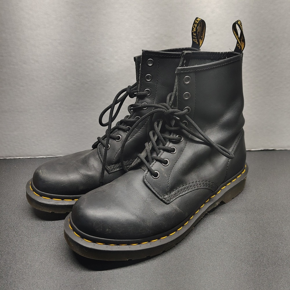 DR MARTENS~1460 Mono Boot~BLACK SMOOTH LEATHER LACE UP~ Women's Size 10